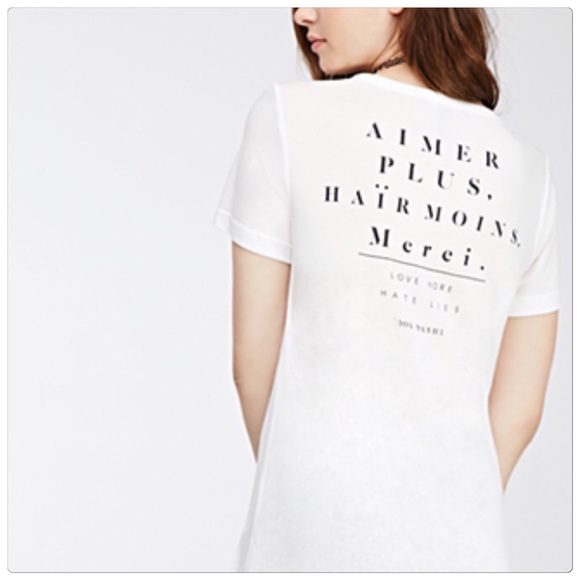 Boutique Tops - 🆕 "Love More, Hate Less" white French pocket top